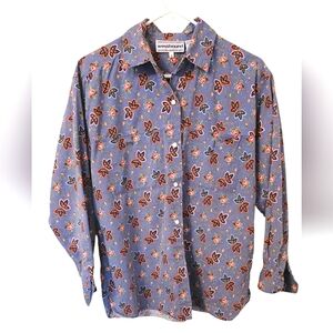 Vintage Floral Western Psychedelic Snap Button Shirt M